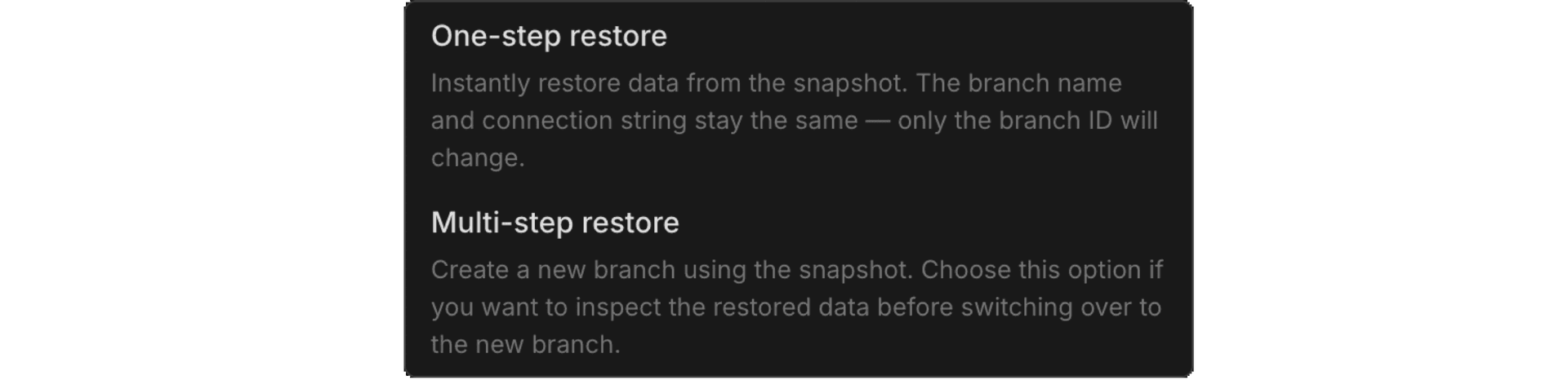 Snapshot restore options
